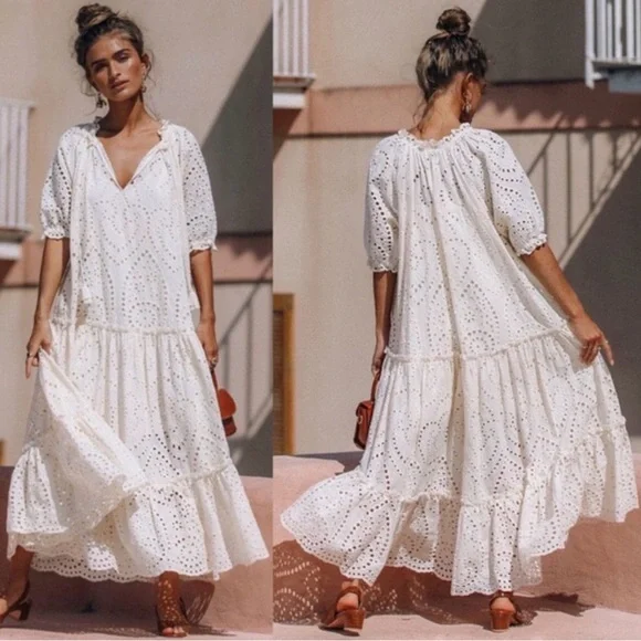 Spell & The Gypsy Collective Fairytale Anglaise Gown Midi Dress - Picture 1 of 8